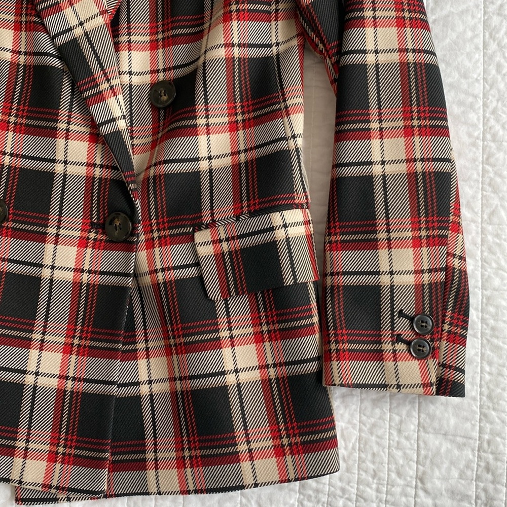 H&M Black/Red Plaid Blazer